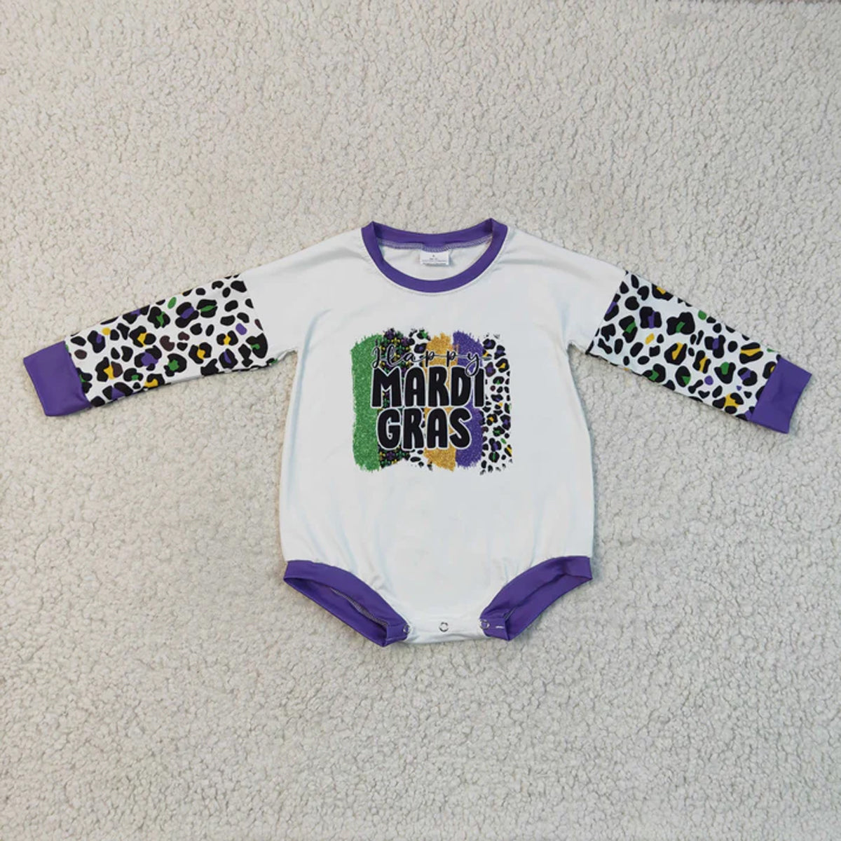 RTS Sibling Baby Girls Spring Outfits Mardi Gras Purple Bell Pants Clothes Sets rompers