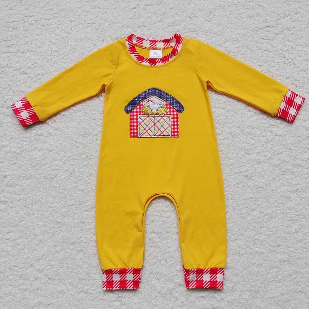 10.4 RTS Sibling Embroidery Baby Girls Fall Farm House Boys Rompers Outfits Sets
