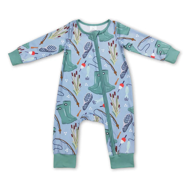 USA Warehouse (IN STOCK) Baby Kids long sleeves ruffleTwo Way Zip Convertible Rompers