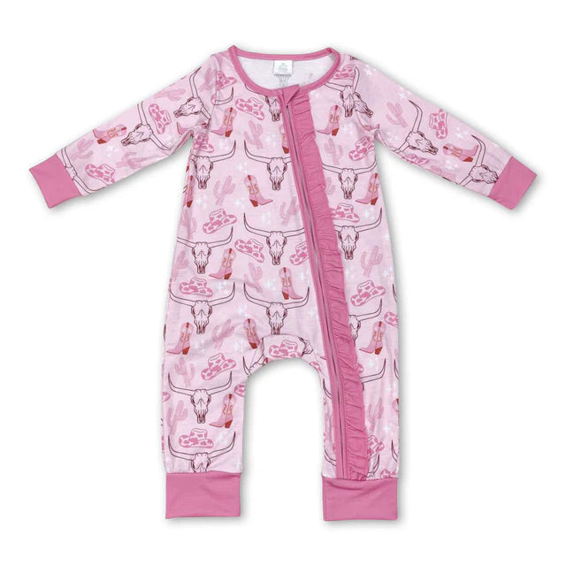 USA Warehouse (IN STOCK) Baby Kids long sleeves ruffleTwo Way Zip Convertible Rompers