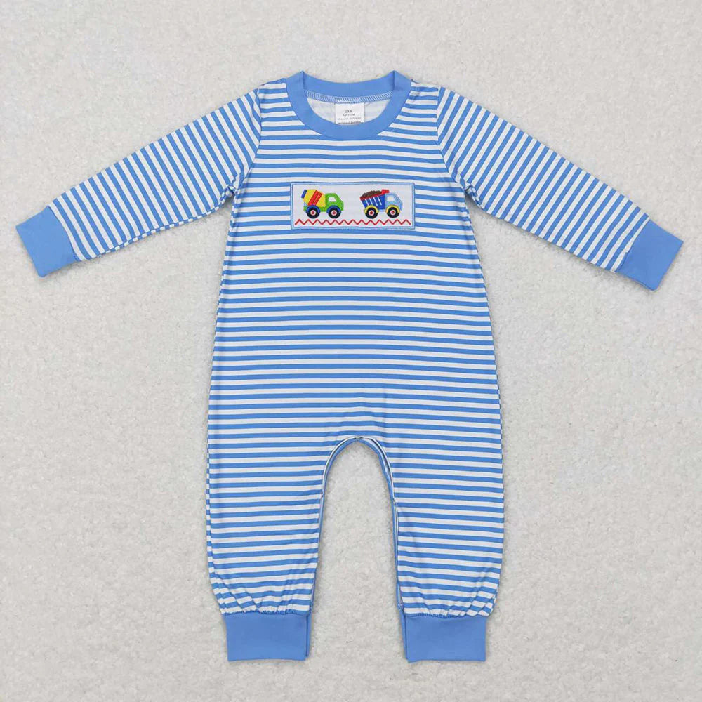 2.5 RTS Sibling Baby Boys Construction Long Sleeve Rompers Sets Clothes Sets