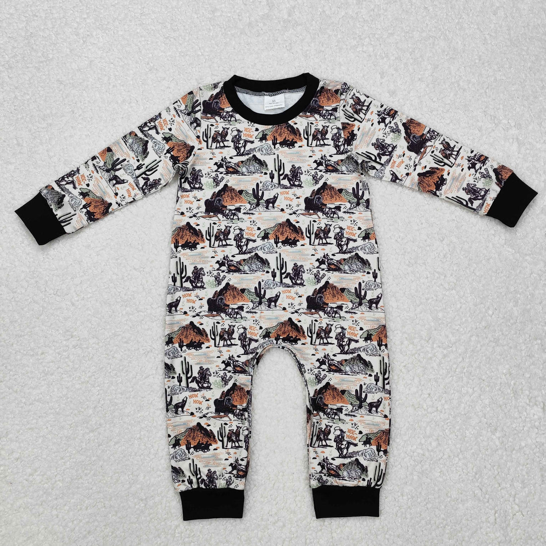 12.16 RTS Sibling Baby Boys Long Sleeve Horse Rodeos Cows Western Rompers