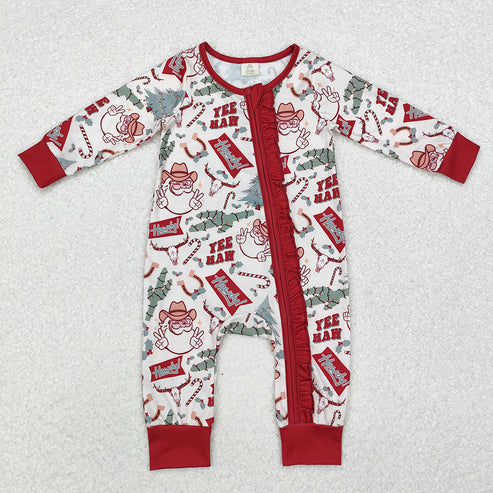 11.11 RTS Sibling Boys Girls Christmas Western Santa Cactus Bamboo Rompers Pajamas