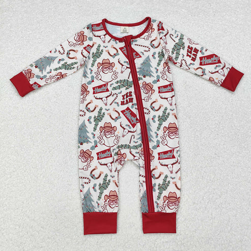 11.11 RTS Sibling Boys Girls Christmas Western Santa Cactus Bamboo Rompers Pajamas