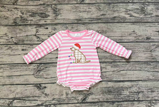 No moq  LR1306 Pre-order Size 0-3m to 2t baby girls clothes embroidery long  sleeves romper