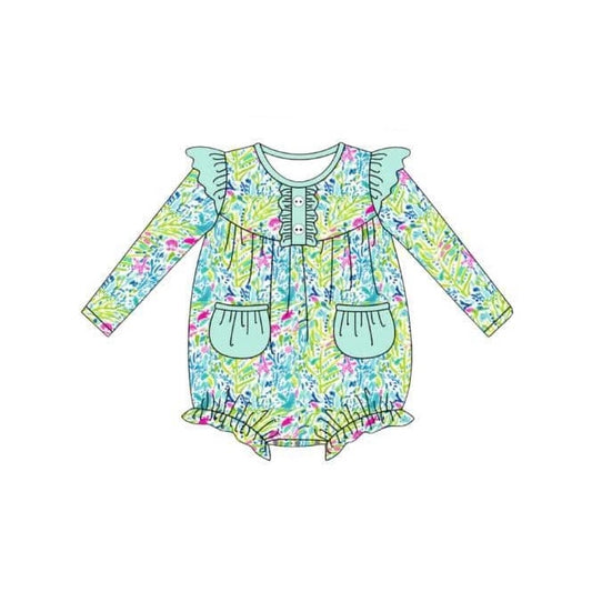 No moq  LR1353 Pre-order Size 0-3m to 2t baby girls clothes long  sleeves romper