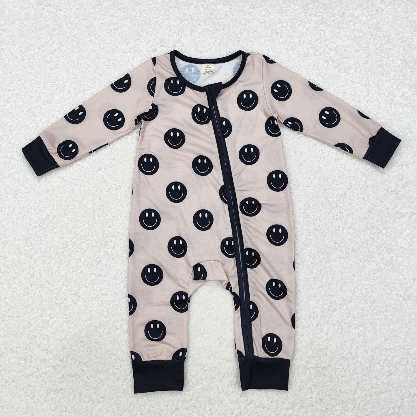 LR1434 Baby Infant Boys Fall Smile Bamboo Rompers