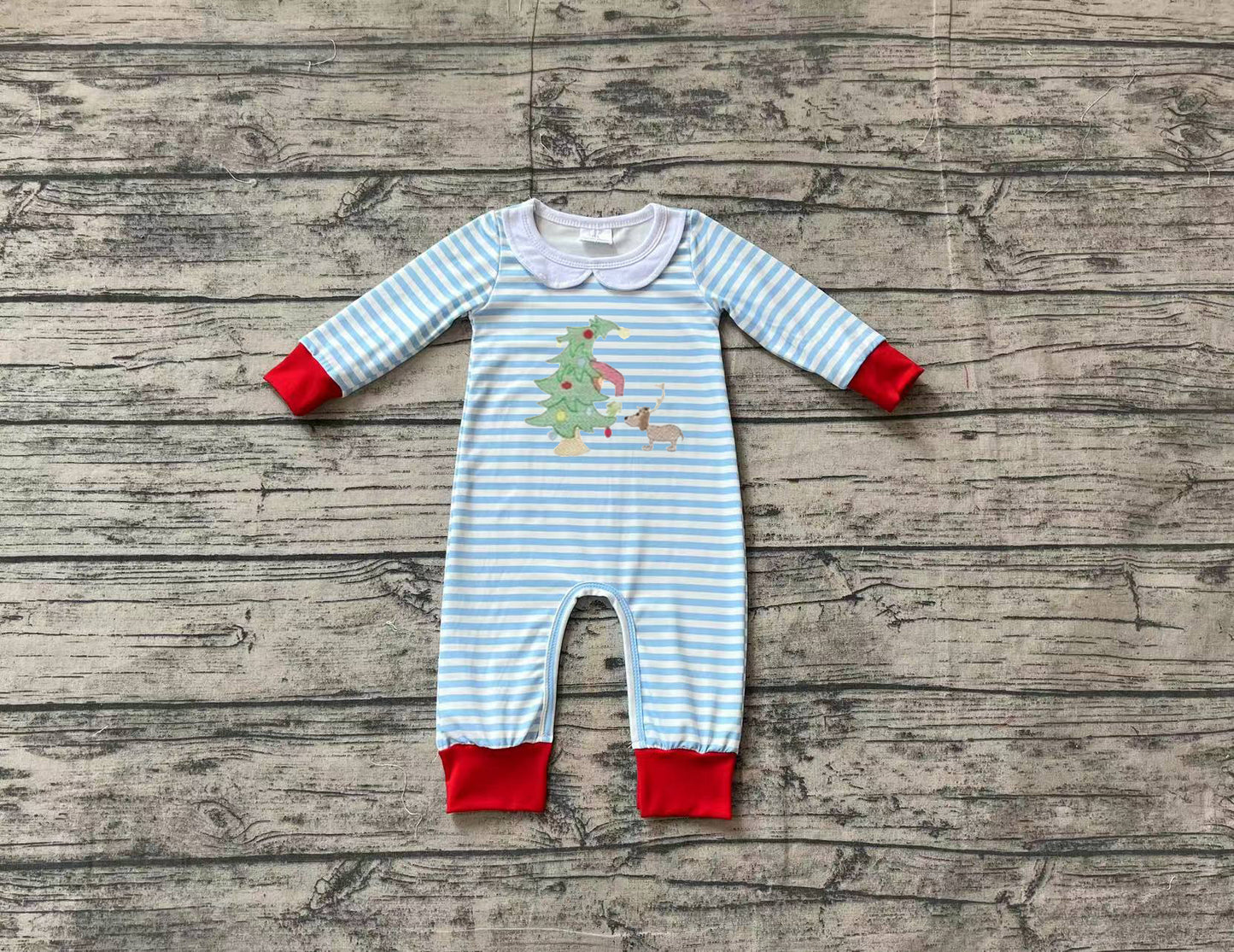 No moq  LR1564 Pre-order Size 0-3m to 2t baby boys clothes embroidery long  sleeves romper