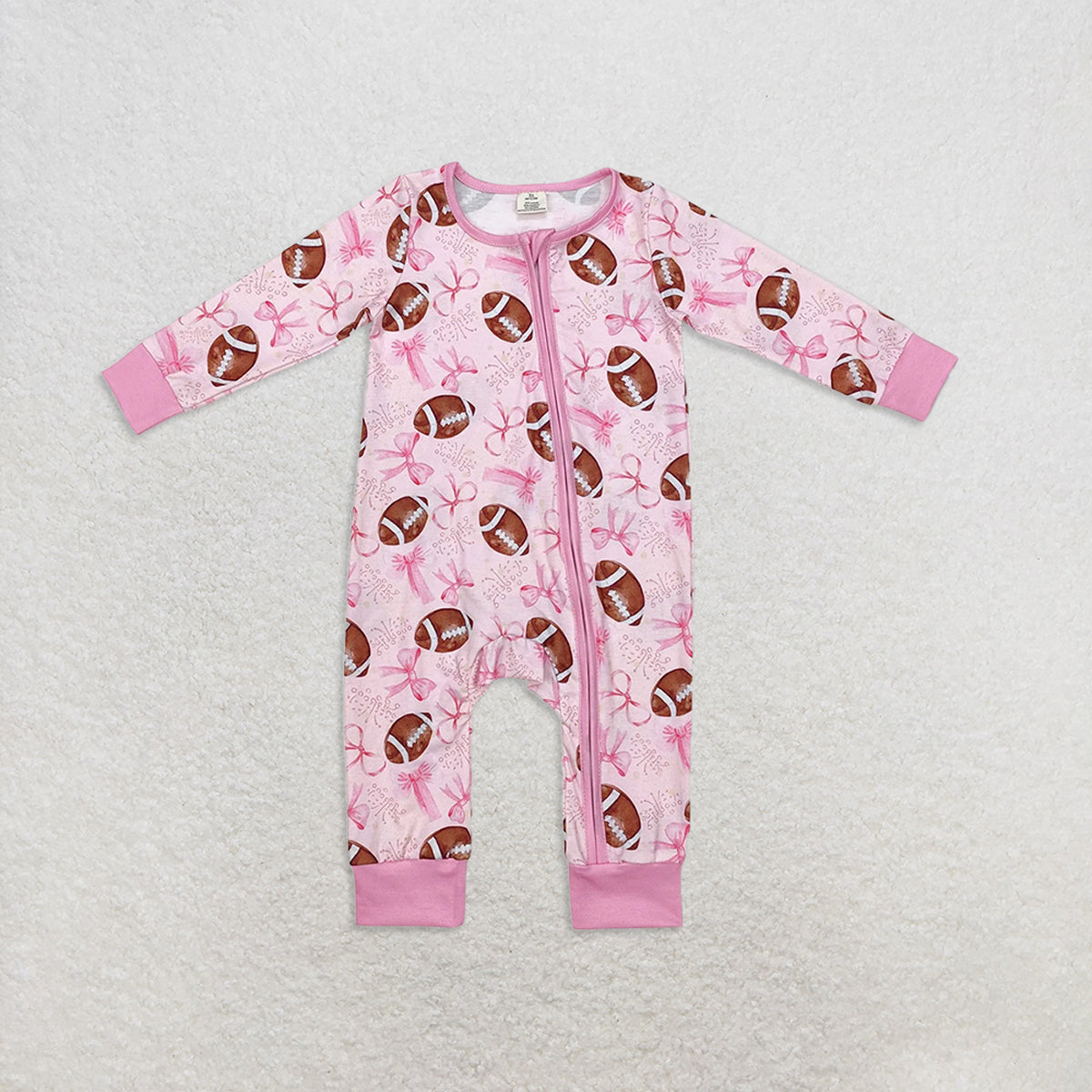 RTS Sibling Baby Girls Winter Outfits Pink bow football baby girls pajamas rompers
