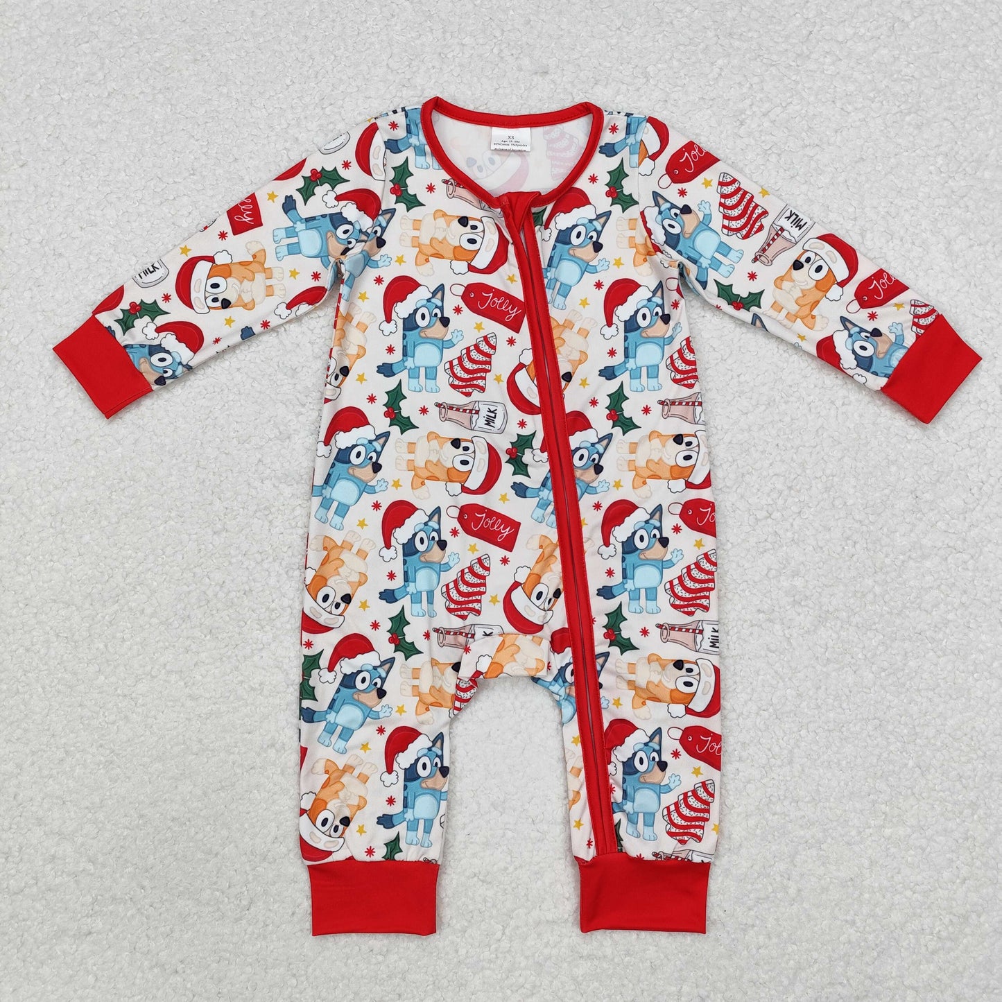 RTS LR1684 Baby Infant Boys Christmas Dogs Long Sleeve Rompers