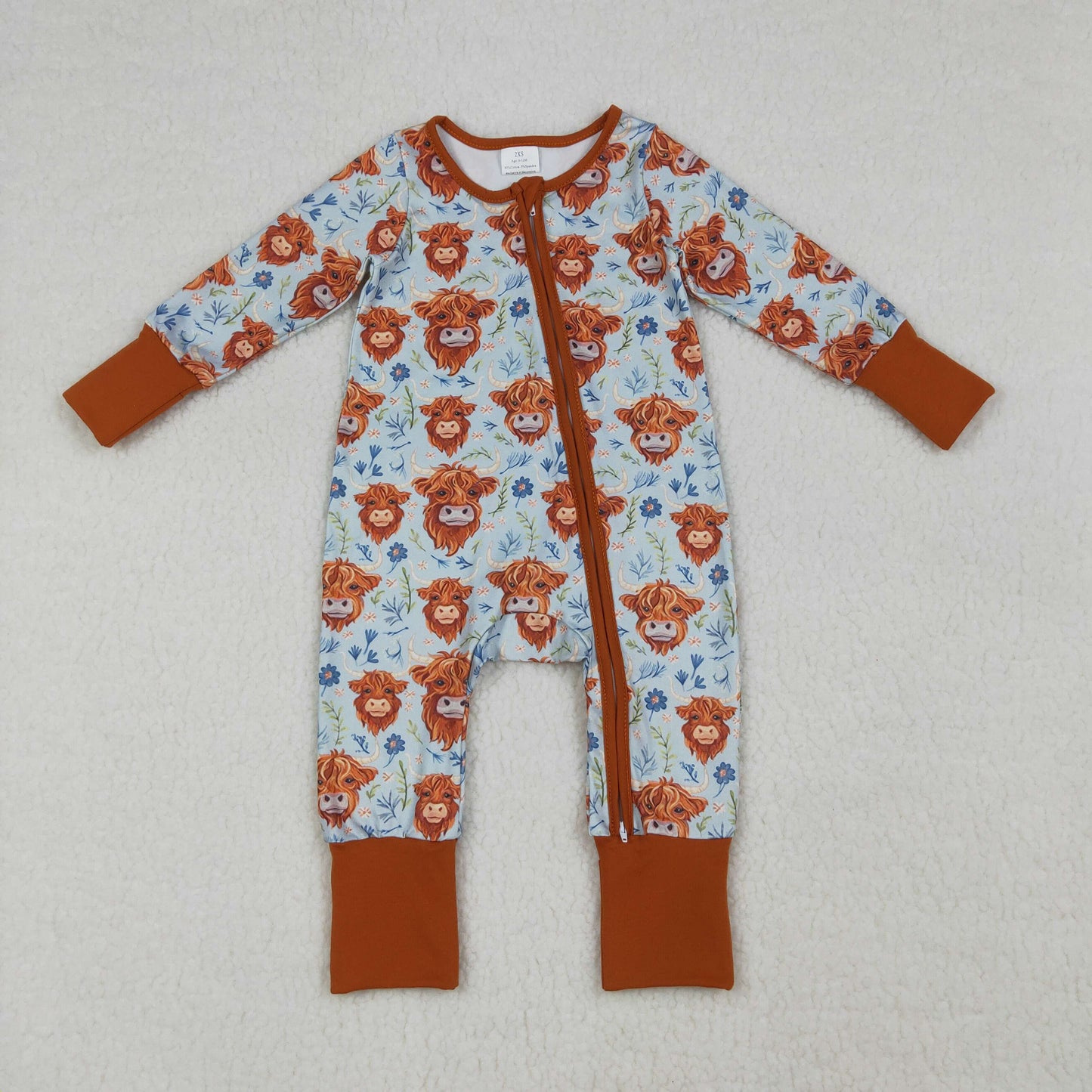 4.8 LR1787 RTS NO MOQ （In stock)  floral western baby girls zipper romper