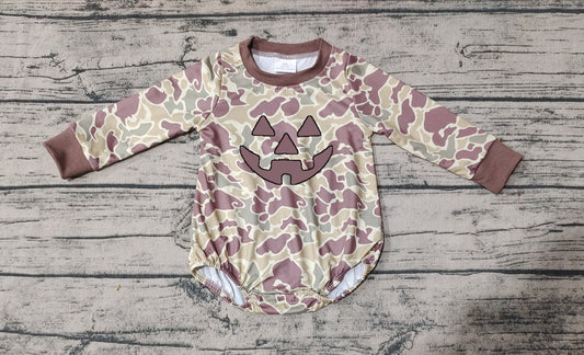 no moq sales LR1841 pre-order baby boys clothes embroidery camouflage smiley long sleeve Romper-2024.8.26