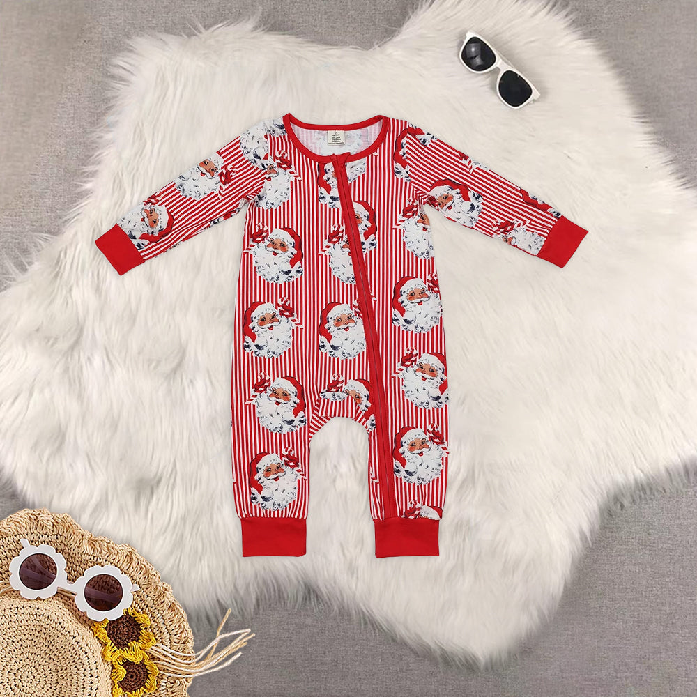 8.20 RTS Sibling Baby Stripe santa long sleeves kids boys girls Christmas pajamas