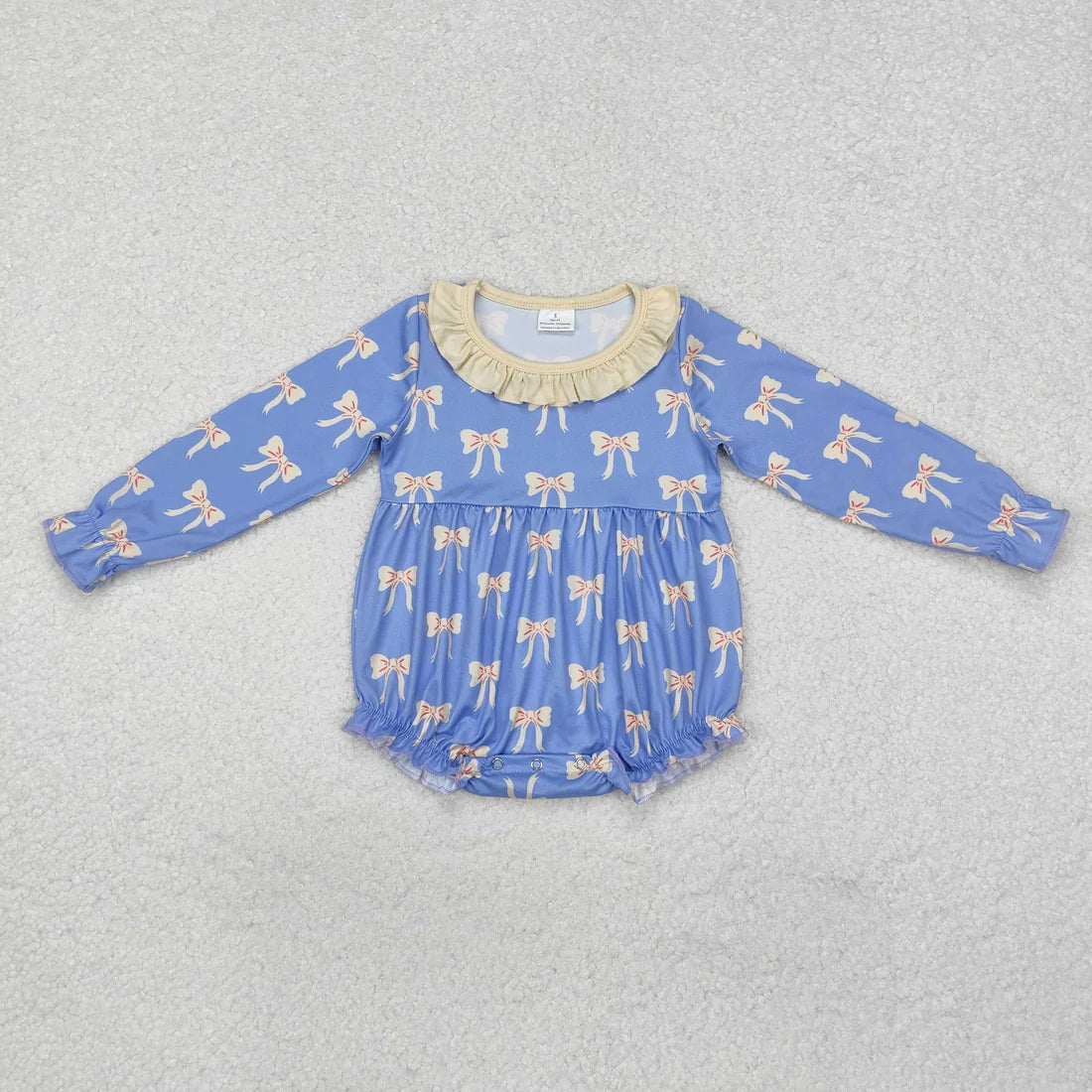 12.15 RTS Sibling Baby Girls Blue Bows Rompers Dresses