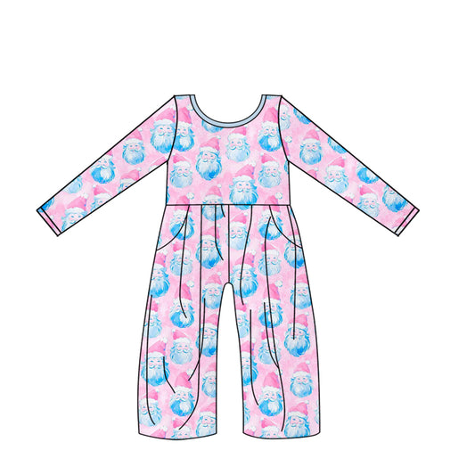 NO MOQ sales LR2014 pre-order baby girls clothes Christmas pink long sleeve jumpsuit -2024.9.19