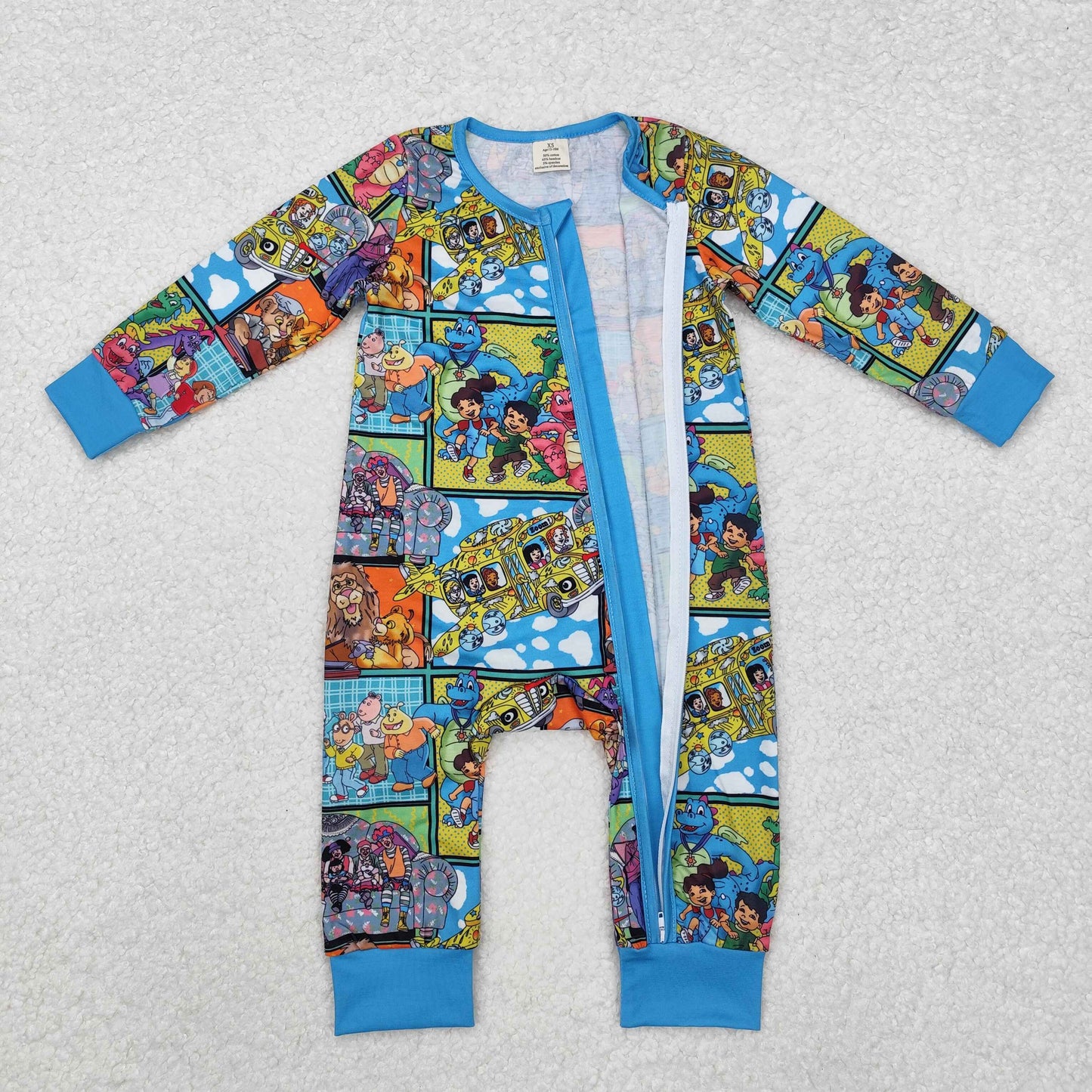 LR2040 Long sleeves dinosaur bear baby kids zipper romper