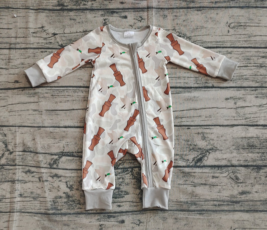5.16  LR2063 Sample 10days Arrived RTS Baby Infant Boys Camo Duck Call Zip Rompers