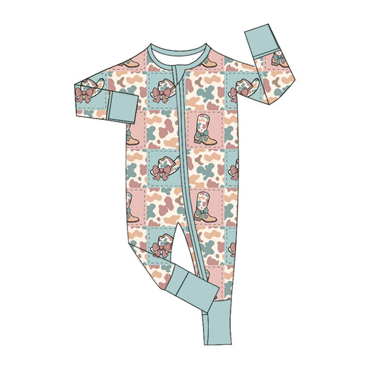 Baby Infant Girls Camo Hats Western Zip Rompers preorder LR2139