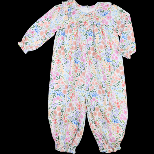Baby Infant Girls Spring Orange Flowers Ruffle Rompers preorder LR2141