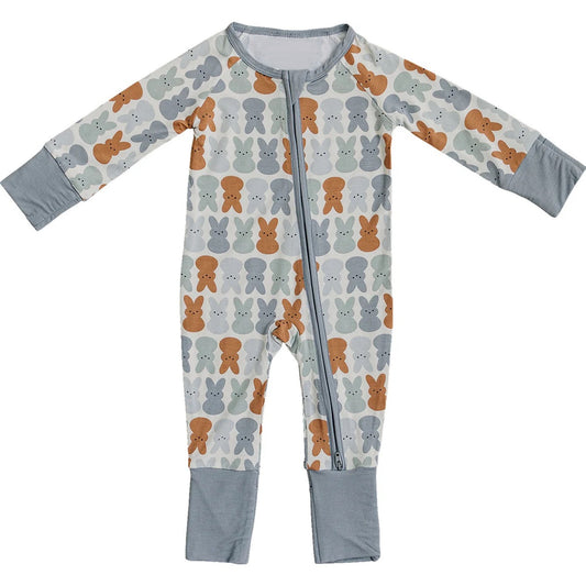 Baby Infant Boys Easter Rabbits Zip Rompers preorder  LR2144
