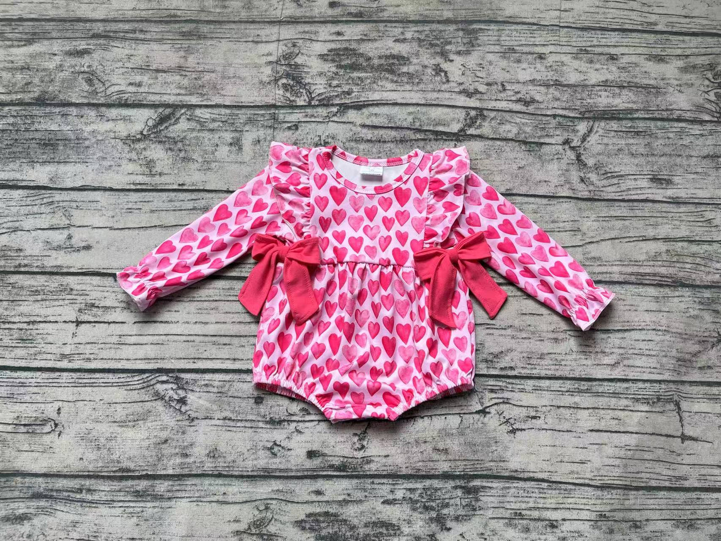LR2146 Pre-order baby girls clothes love pink long sleeve Romper