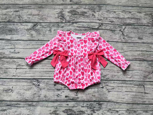 LR2146 Pre-order baby girls clothes love pink long sleeve Romper