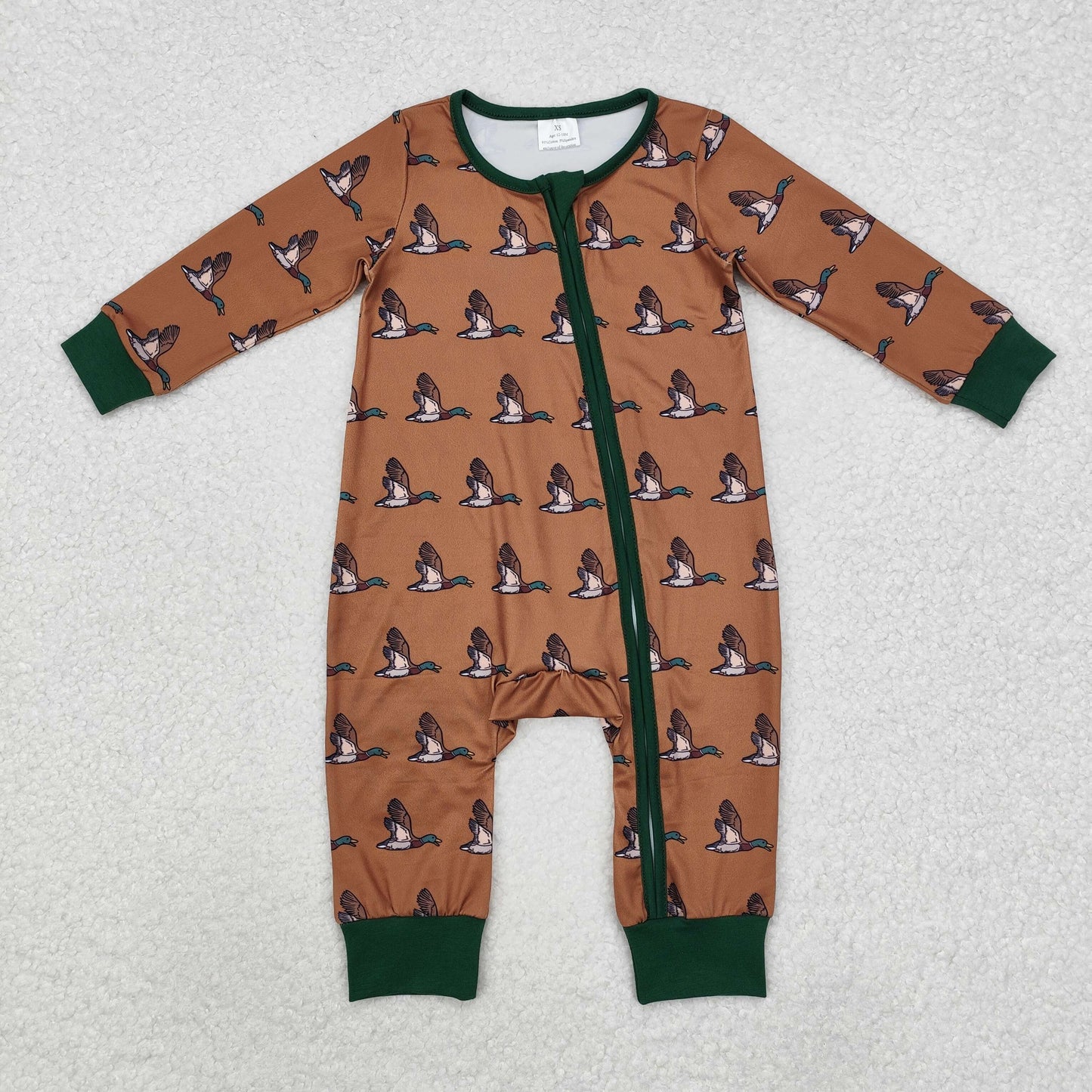 LR2154 Duck long sleeves baby kids hunting zipper romper