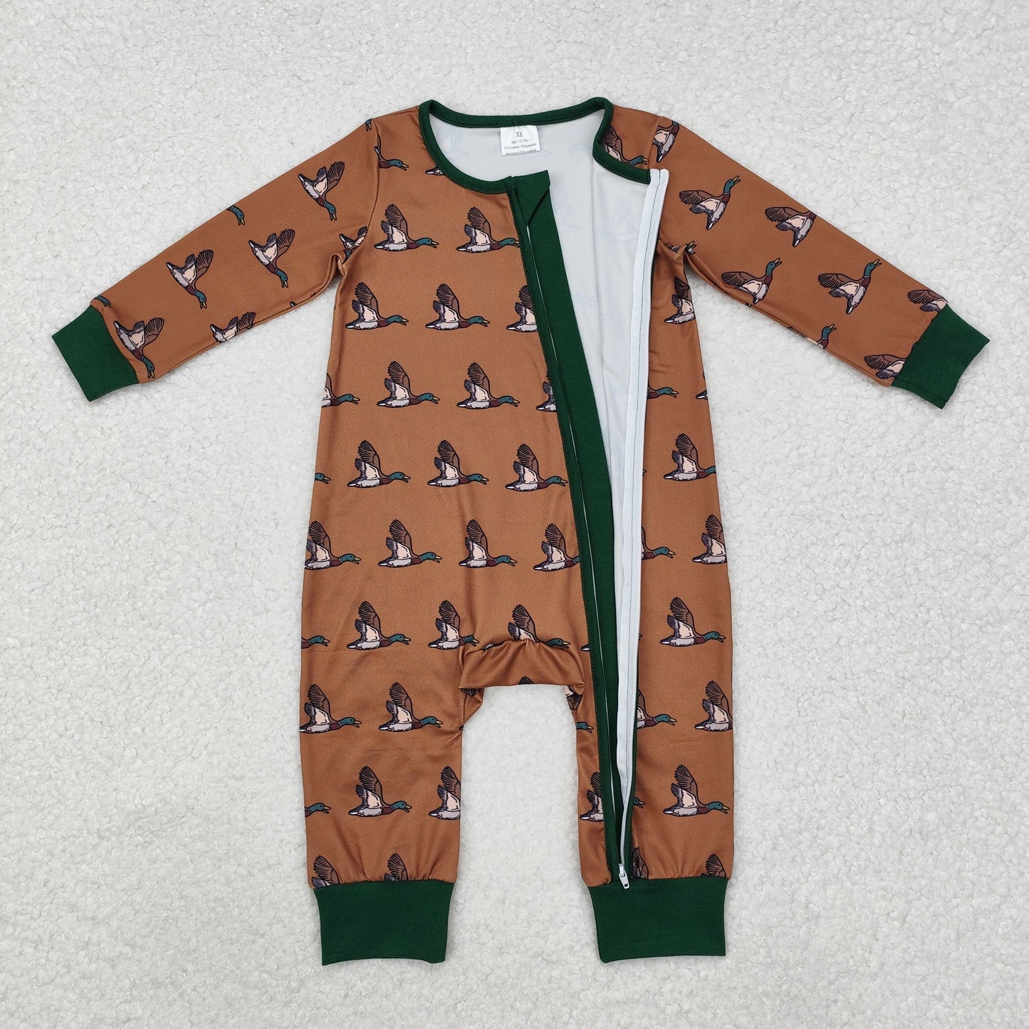 LR2154 Duck long sleeves baby kids hunting zipper romper