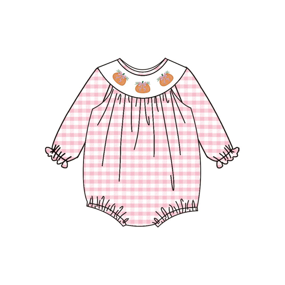 6.02   pre order Kids Girls Pink Plaid Long Sleeve Pumpkin Dress Autumn Fashion Cute Girls Outfit