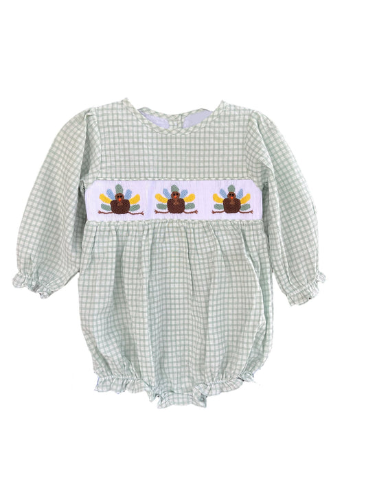 4.26 LR2182 Pre order Plaid long sleeves turkey baby girls Thanksgiving romper