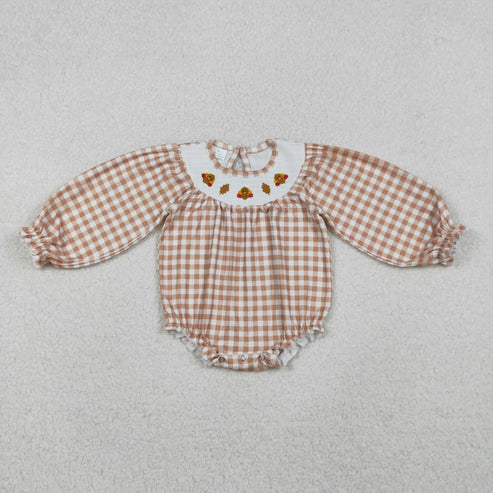 11.4 RTS Sibling Smocked Baby Girls Thanksgiving Turkey Bows Ruffle Rompers Dresses