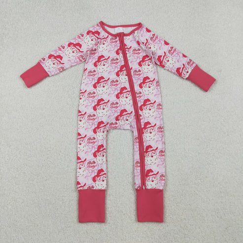 12.12 RTS Sibling Baby Kids Holly Bows Santa Christmas Two Way Zip Convertible Rompers