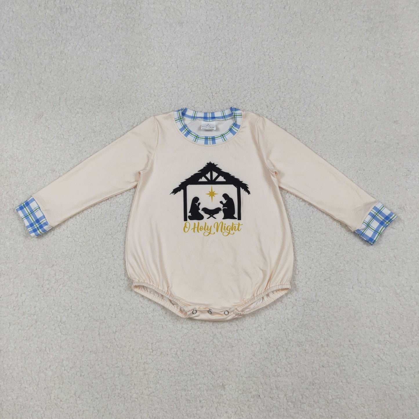 RTS NO MOQ （In stock） LR2292 Baby Boys Winter Rompers Christmas Jesus Nativity Bummies Rompers