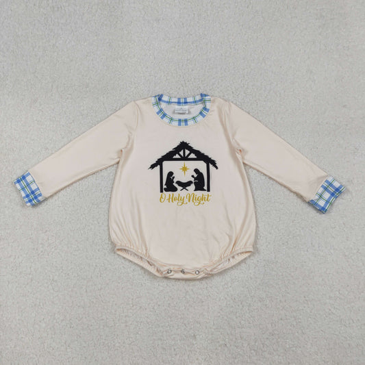 RTS NO MOQ （In stock） LR2292 Baby Boys Winter Rompers Christmas Jesus Nativity Bummies Rompers