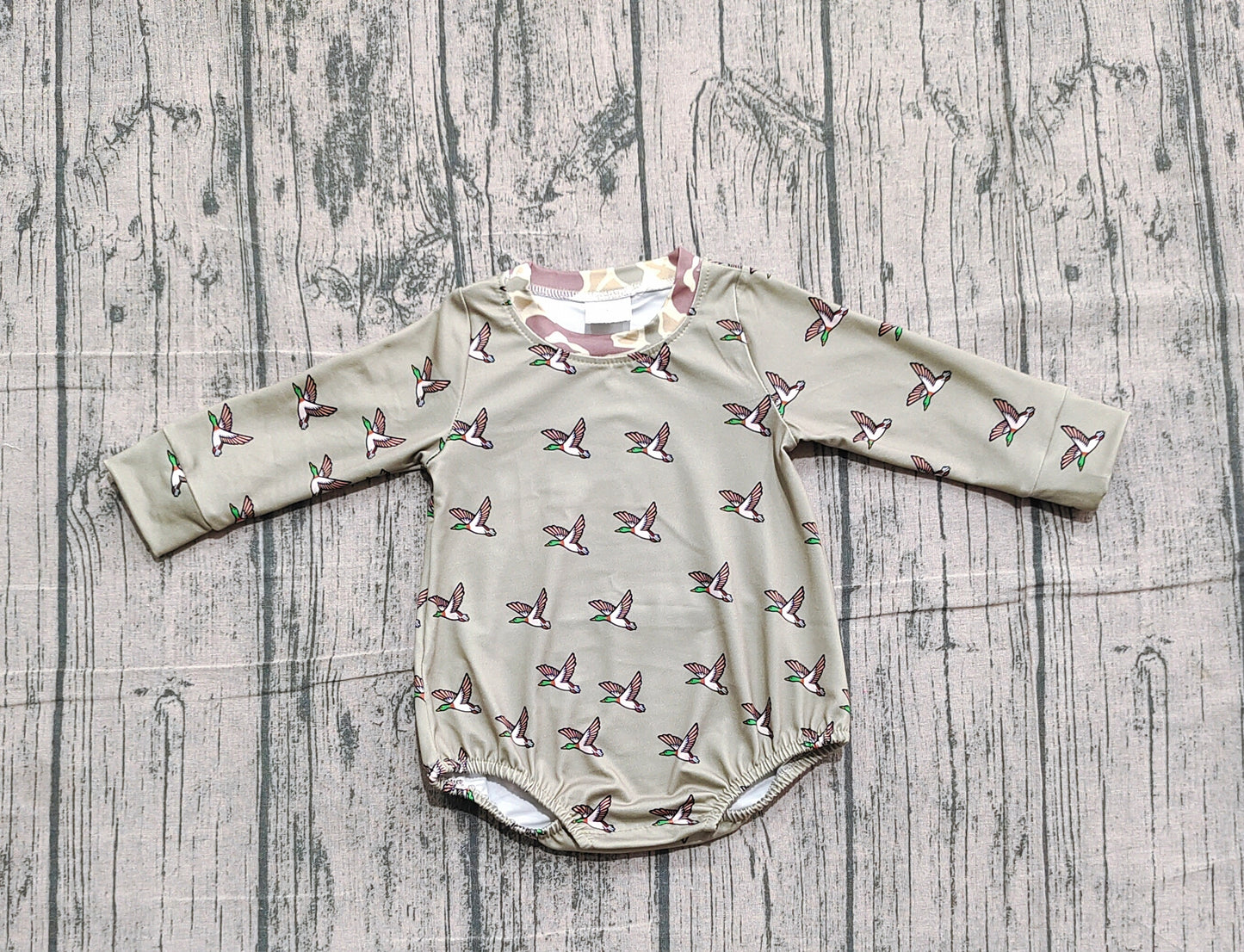 10.20 LR2302 Sample No Moq Baby Boys Green Long Sleeves Ducks Plaid Rompers