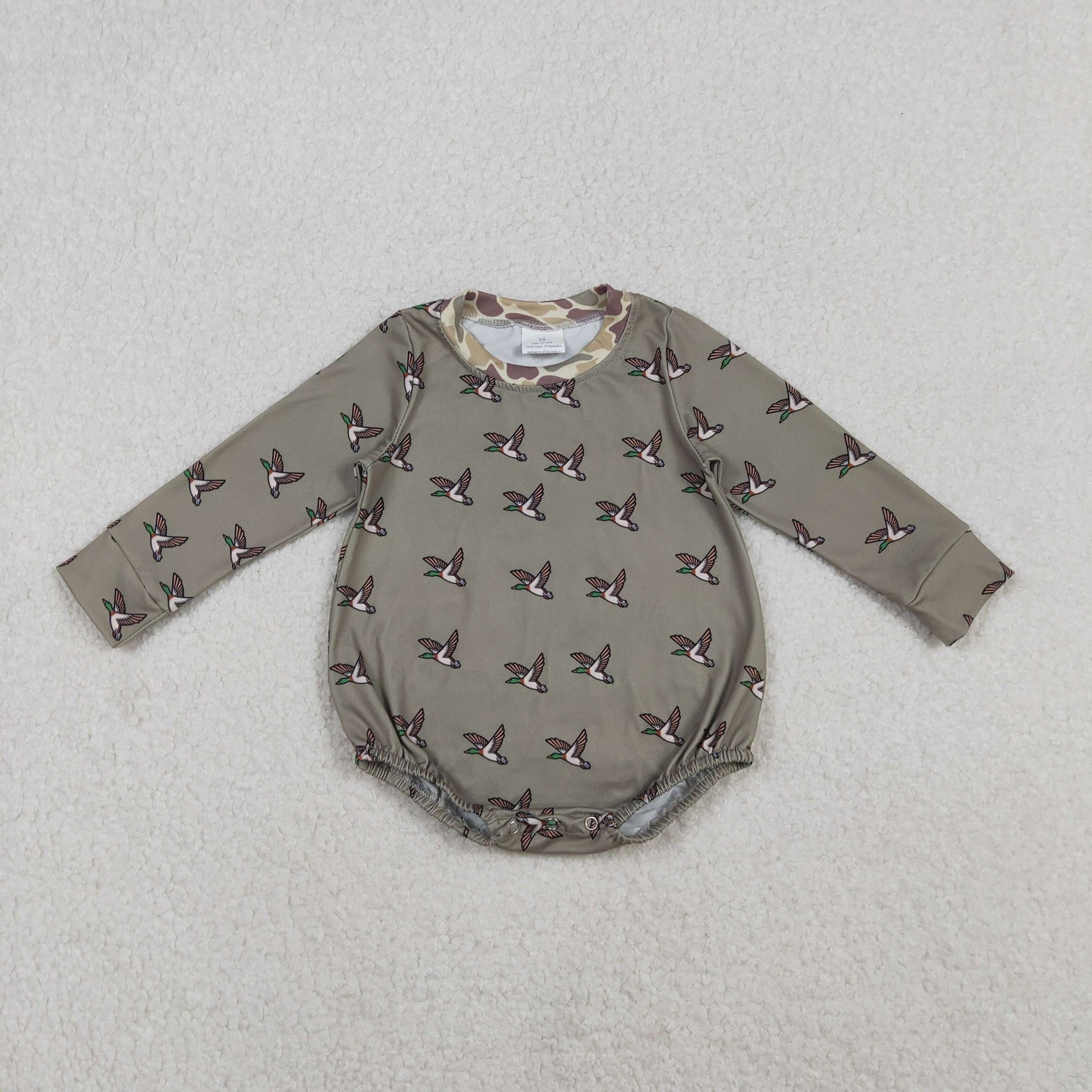 11.6 RTS NO MOQ （In stock）LR2302 Baby Boys Winter Rompers Baby Boys Long Sleeves Ducks Hunting Rompers