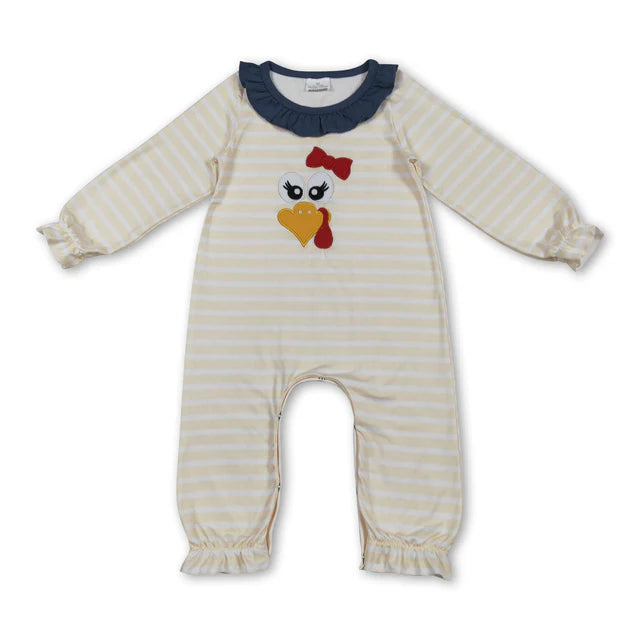 RTS Sibling Sibling milk silk Baby Girls And Boys Cute Embroidery Turkey And Pumpkins Plaid Pants Thanksgiving Clothes Set Rompers