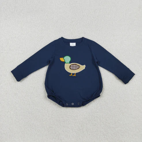 9.19 RTS Sibling Baby Boys Girls Embroidery Duck Long Sleeves Tunic Pants Clothes Sets Rompers