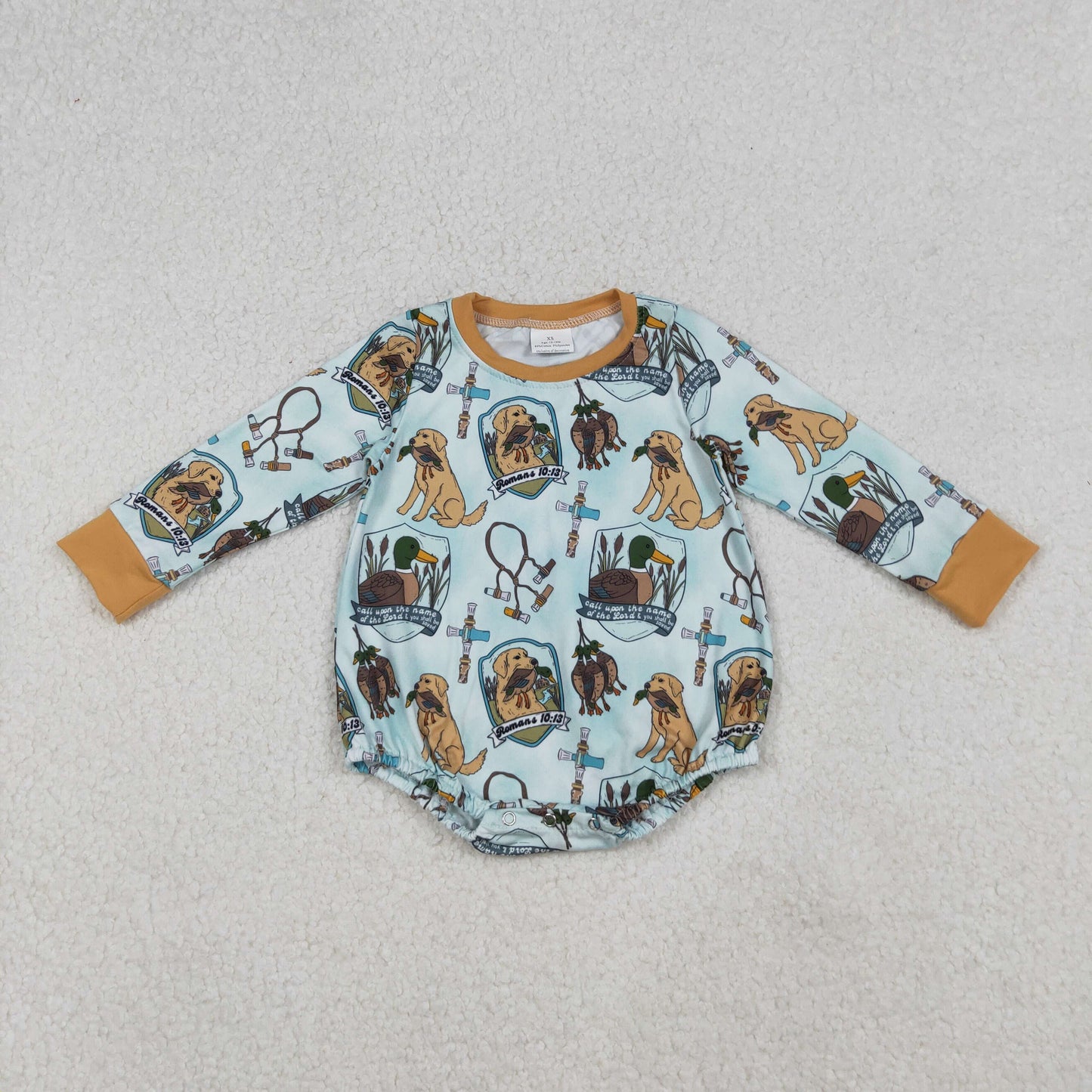 9.27 RTS NO MOQ （In stock）LR2439 Baby Boys Winter Rompers Baby Boys Dogs Ducks Hunting Rompers