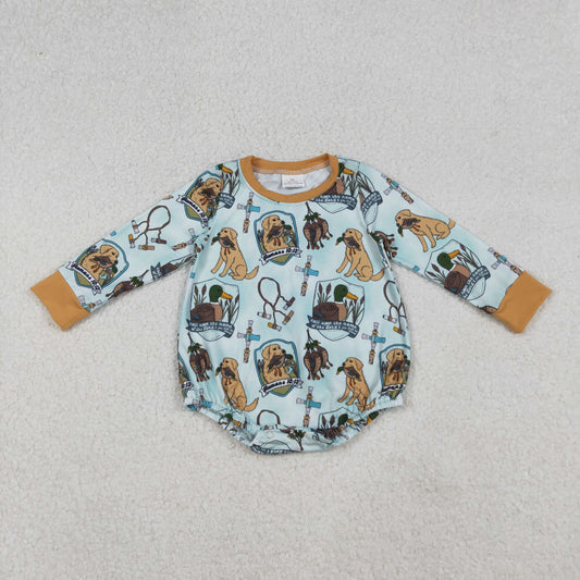 9.27 RTS NO MOQ （In stock）LR2439 Baby Boys Winter Rompers Baby Boys Dogs Ducks Hunting Rompers