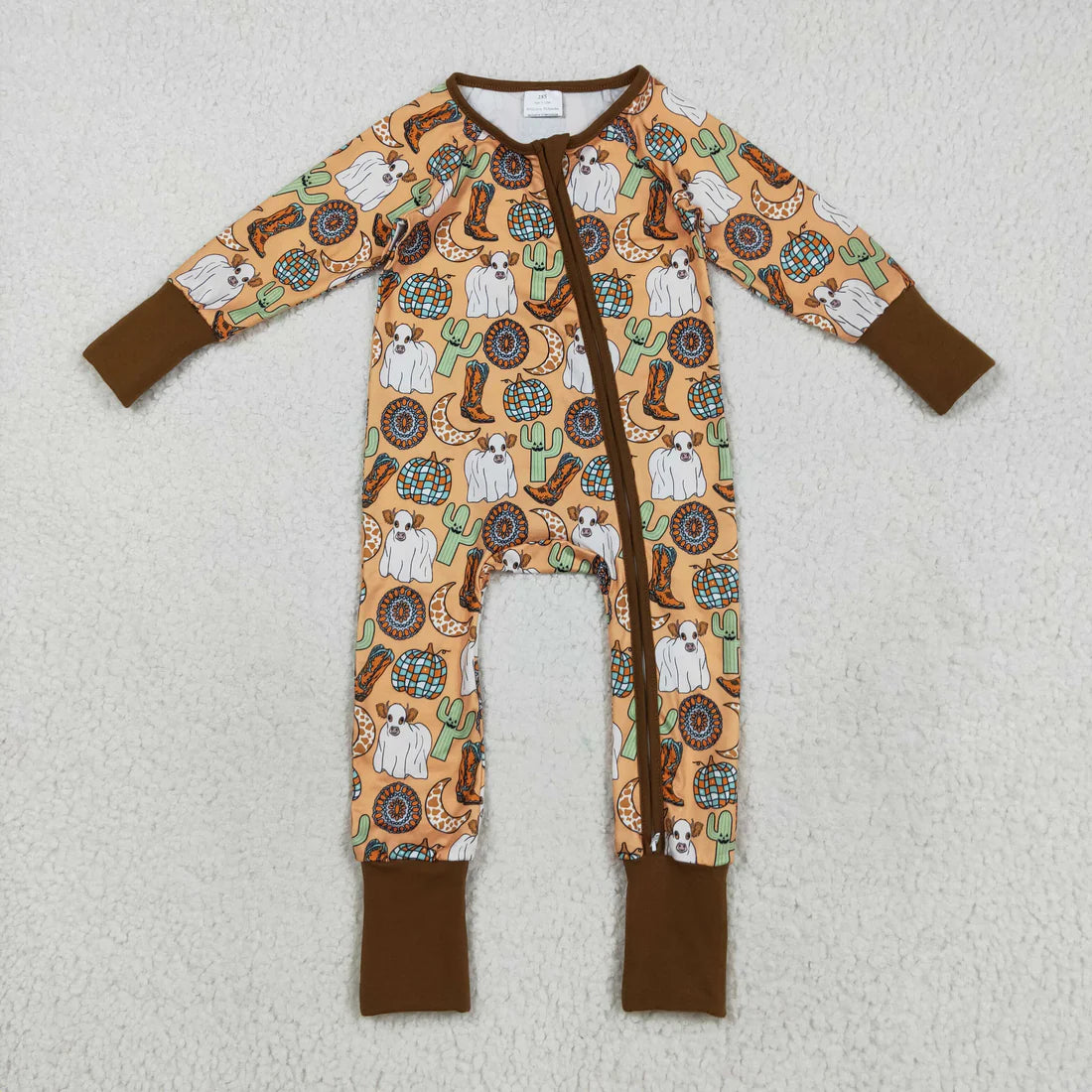 12.11 RTS Sibling Baby Kids Hats Boots Horses Cows Western Two Way Zip Convertible Rompers