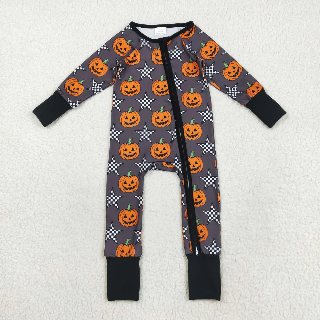 12.11 RTS Sibling Baby Kids Ghost Pumpkins Bats Halloween Two Way Zip Convertible Rompers