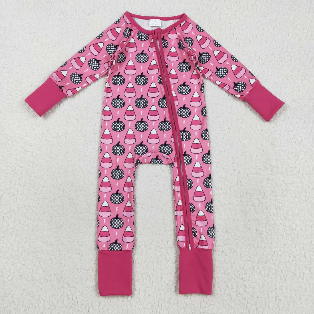 12.11 RTS Sibling Baby Kids Ghost Pumpkins Bats Halloween Two Way Zip Convertible Rompers