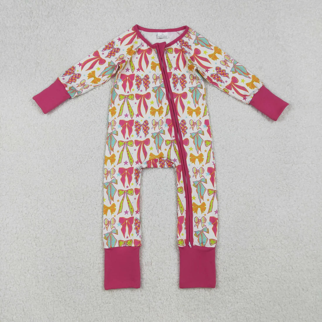 12.11 RTS Sibling Baby Girls Colorful Flowers Bows Two Way Zip Convertible Rompers