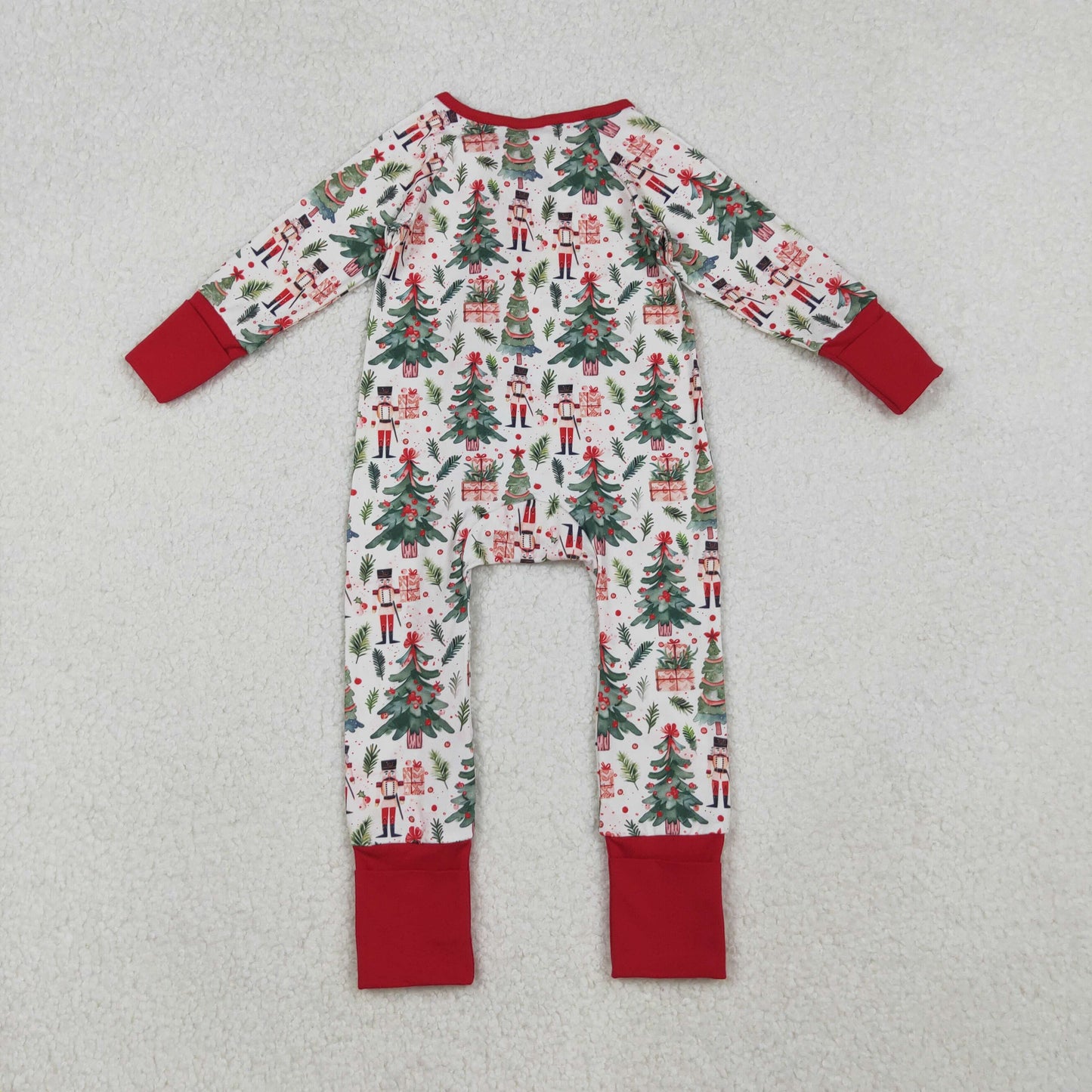 10.11 RTS NO MOQ （In stock）LR2507 Baby Girls Winter Rompers Baby Boys Christmas Trees Soldiers Zipper Footie Rompers