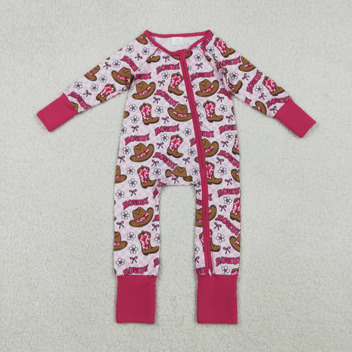11.4 RTS Sibling Baby Boys Girls Hats Bows Western Pants Pajamas Sets Zipper Rompers