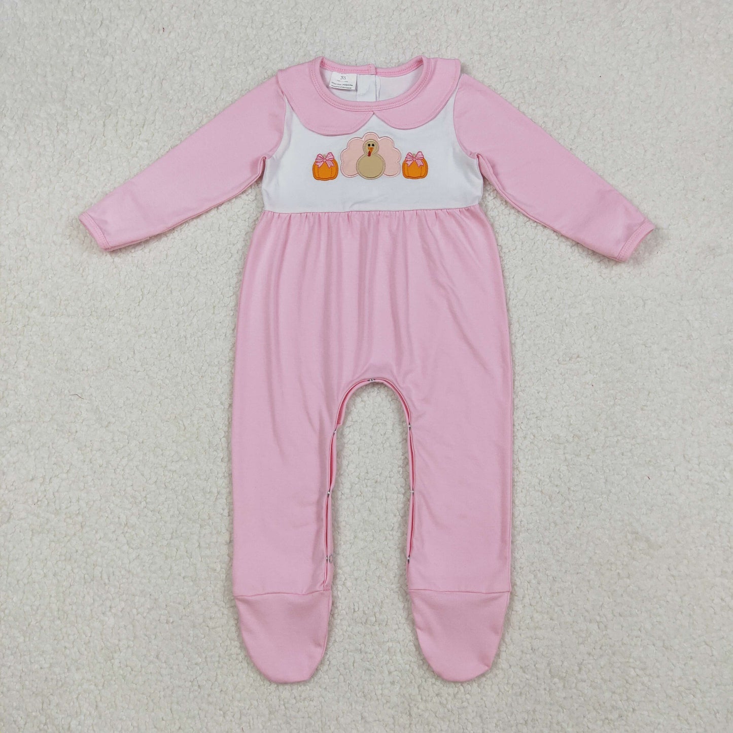 RTS Sibling Baby Girls Boys Thanksgiving Plaid Pumpkin Turkey Baby Footed Romper Baby Bodysuit for Holiday Outfit