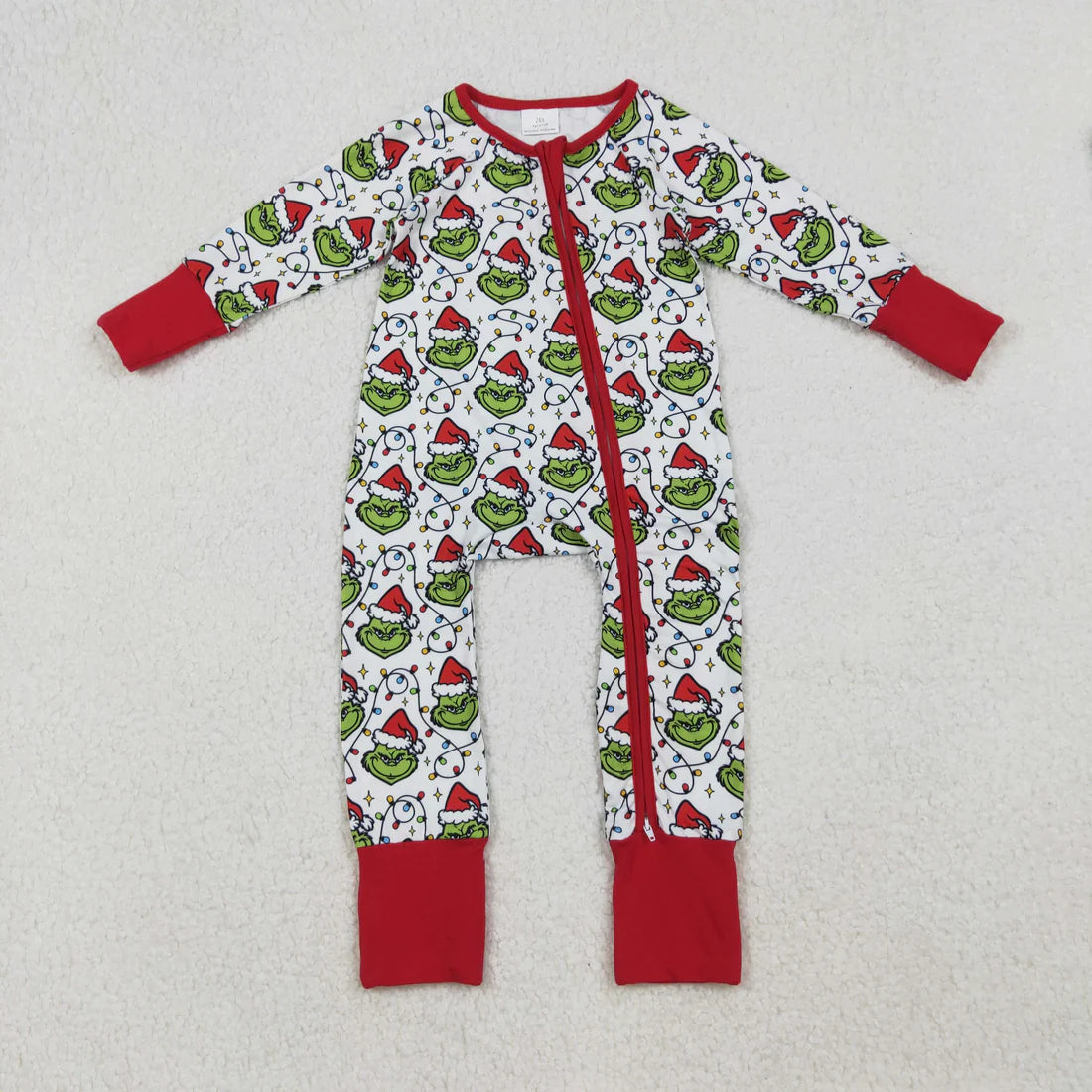9.22 RTS Sibling Baby Boys Green Faces Lights Christmas Pajamas Sets Zipper Footie Rompers Blankets