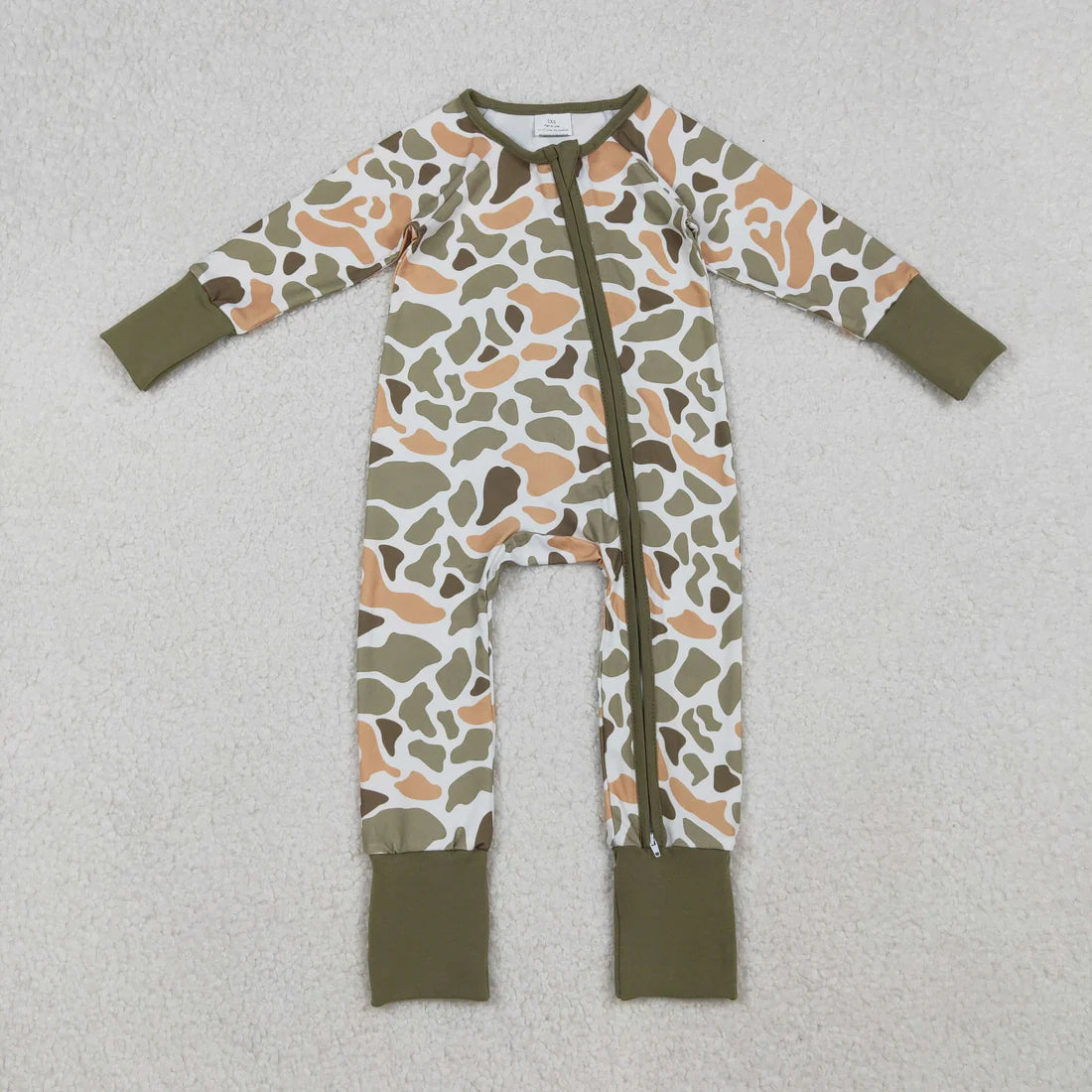 12.9 RTS Sibling Baby Kids Ducks Camo Southern Hunting Two Way Zipper Convertible Rompers