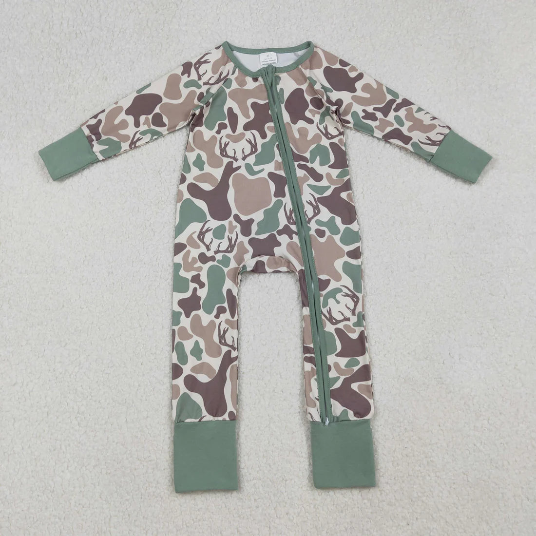 12.9 RTS Sibling Baby Kids Ducks Camo Southern Hunting Two Way Zipper Convertible Rompers